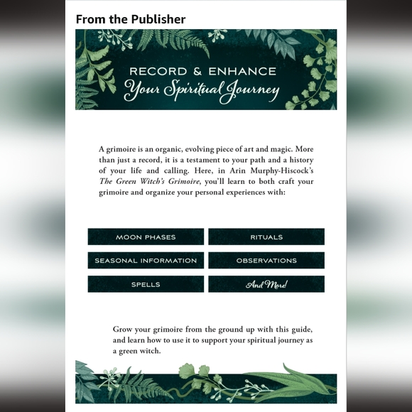 The Green Witch's Grimoire by Arin Murphy-Hiscock Hard Cover Witchcraft Book - Picture 2 of 6